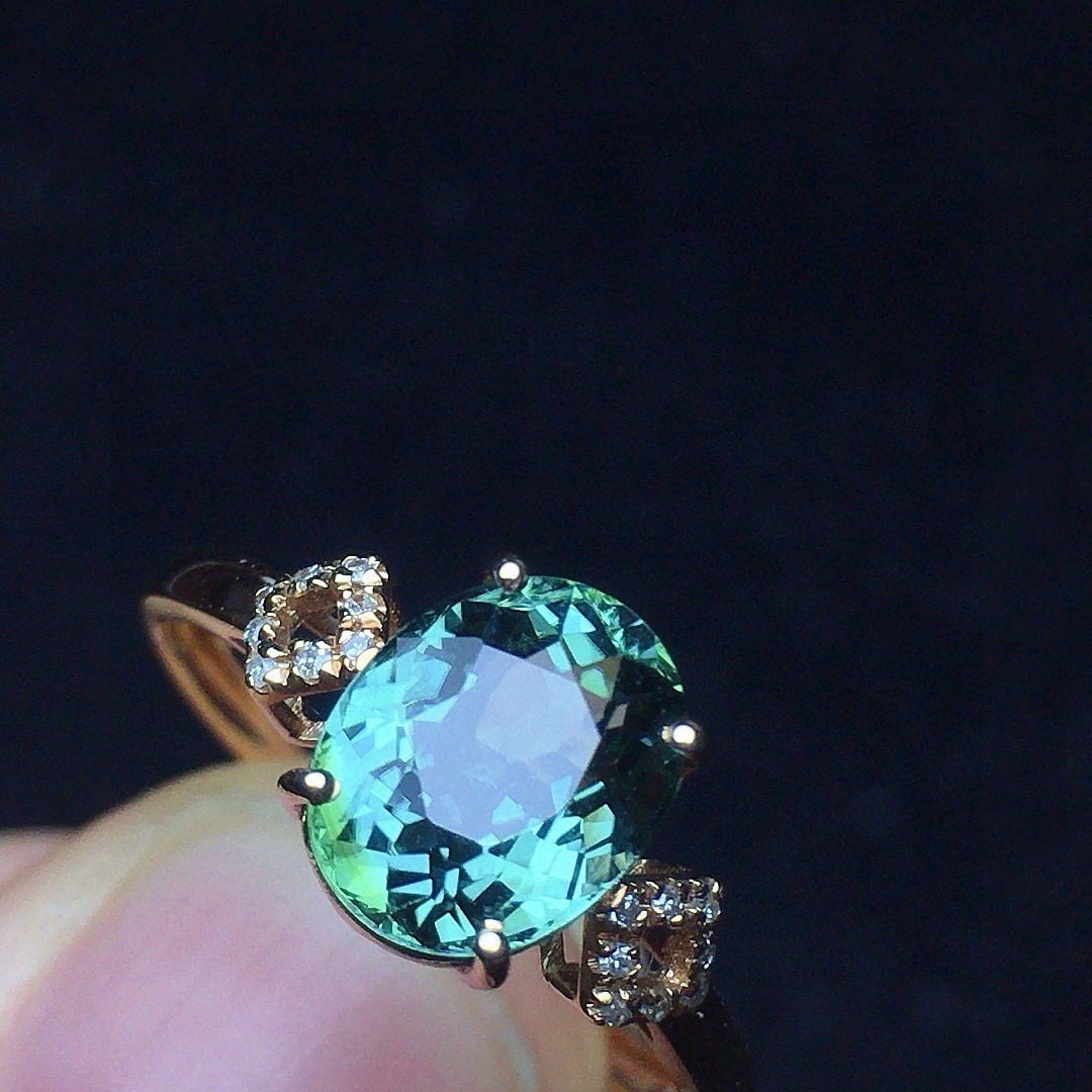 14k Gold 1.98 Ct Natural Tourmaline & Diamond Ring (1 of 5)