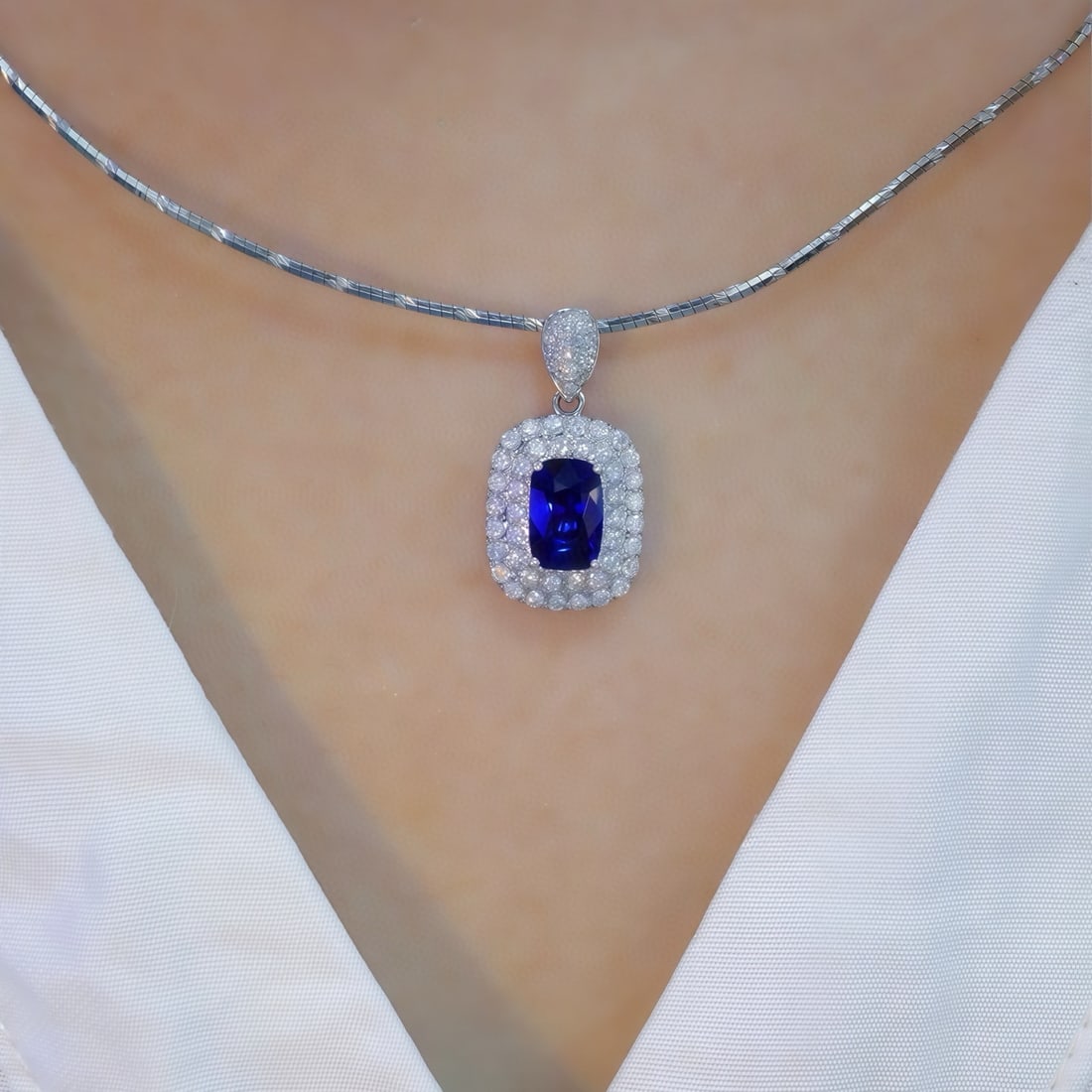 14k Gold 1.99 Ctw Natural Sapphire & Diamond Pendant( Without Chain ) - 5