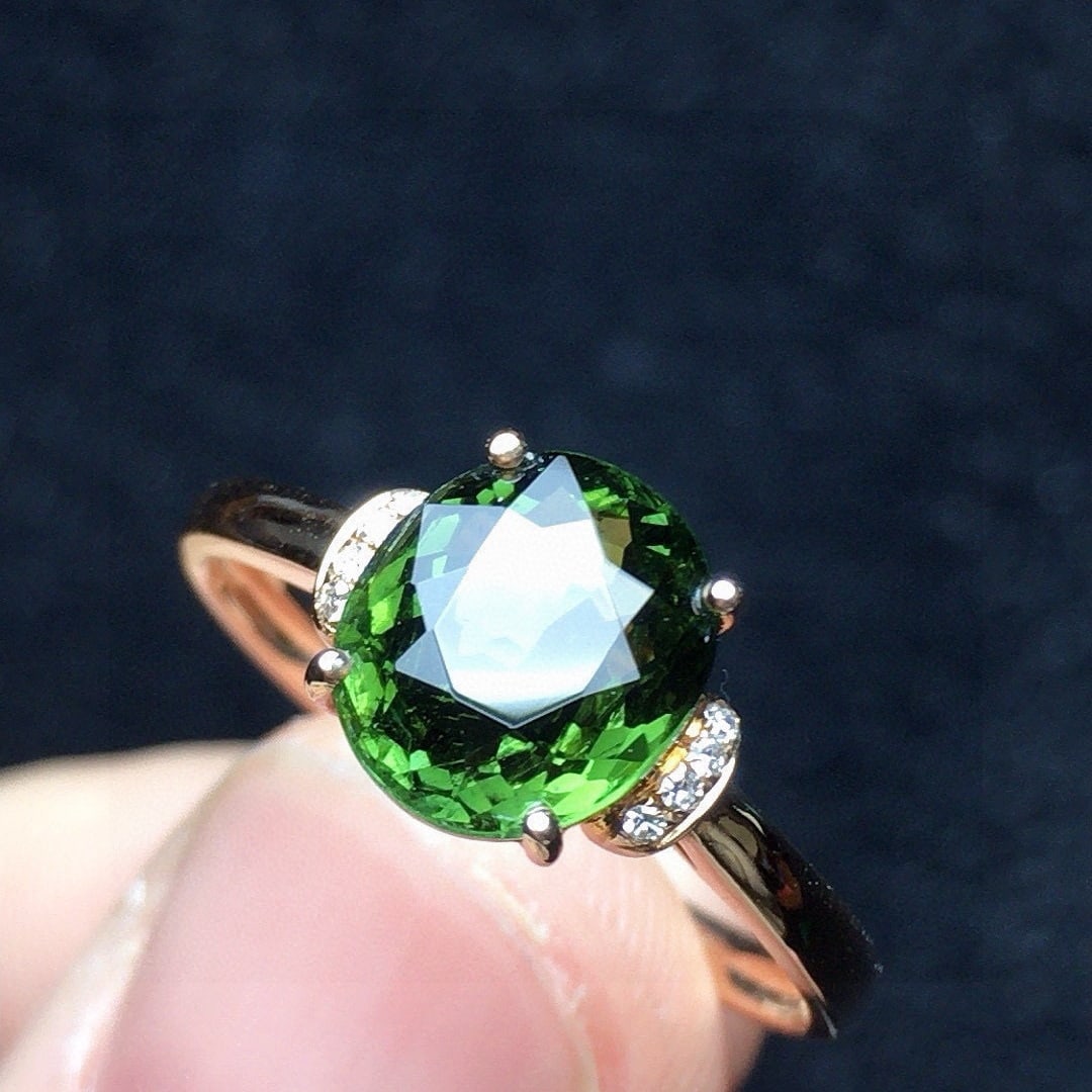 14k Gold 1.58 Ct Natural Tourmaline & Diamond Ring - 2
