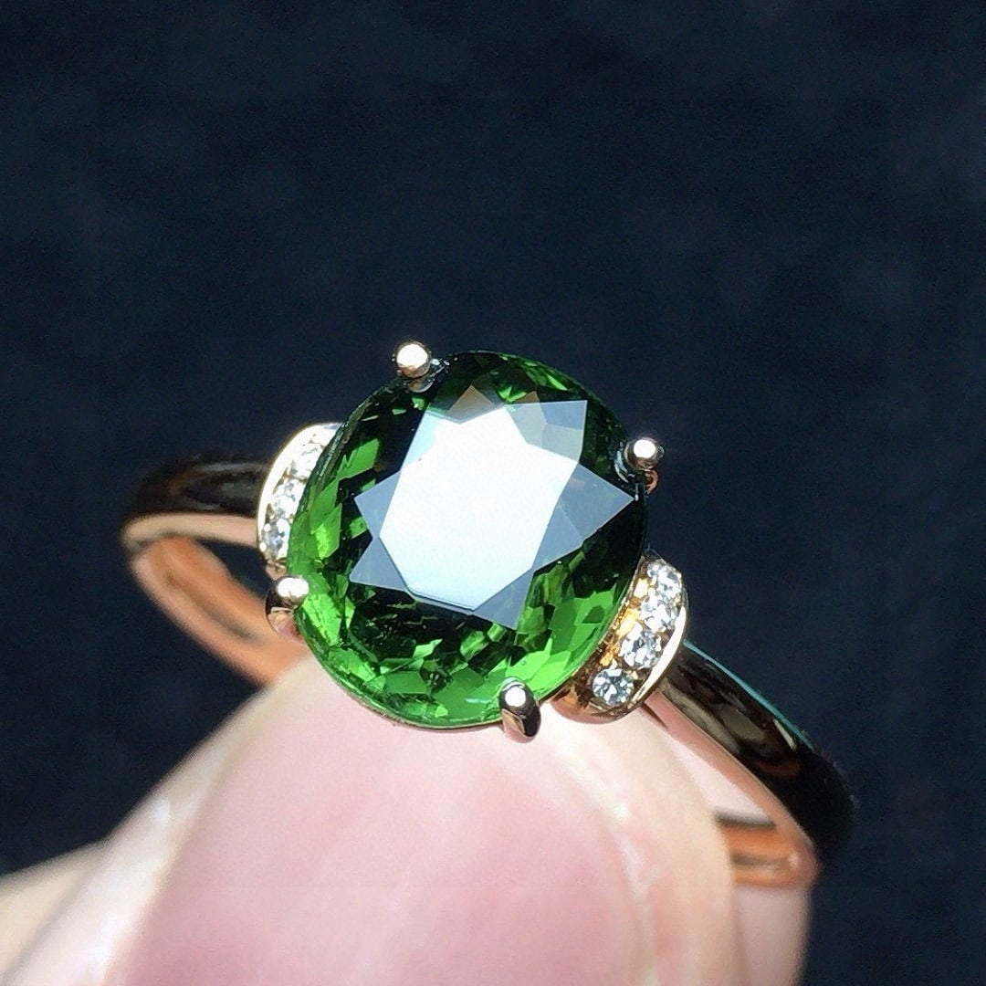 14k Gold 1.58 Ct Natural Tourmaline & Diamond Ring - 3