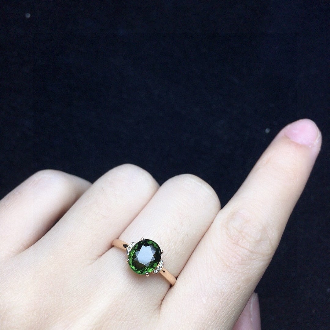 14k Gold 1.58 Ct Natural Tourmaline & Diamond Ring - 4