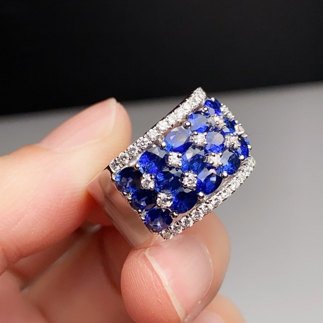 14k Gold 5.03 Ctw Natural Sapphire & Diamond Ring - 2