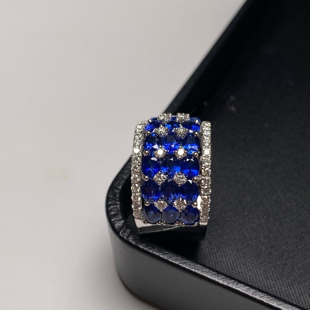 14k Gold 5.03 Ctw Natural Sapphire & Diamond Ring - 3