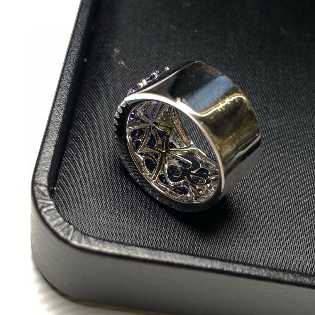 14k Gold 5.03 Ctw Natural Sapphire & Diamond Ring - 4