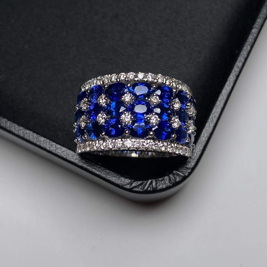 14k Gold 5.03 Ctw Natural Sapphire & Diamond Ring - 5
