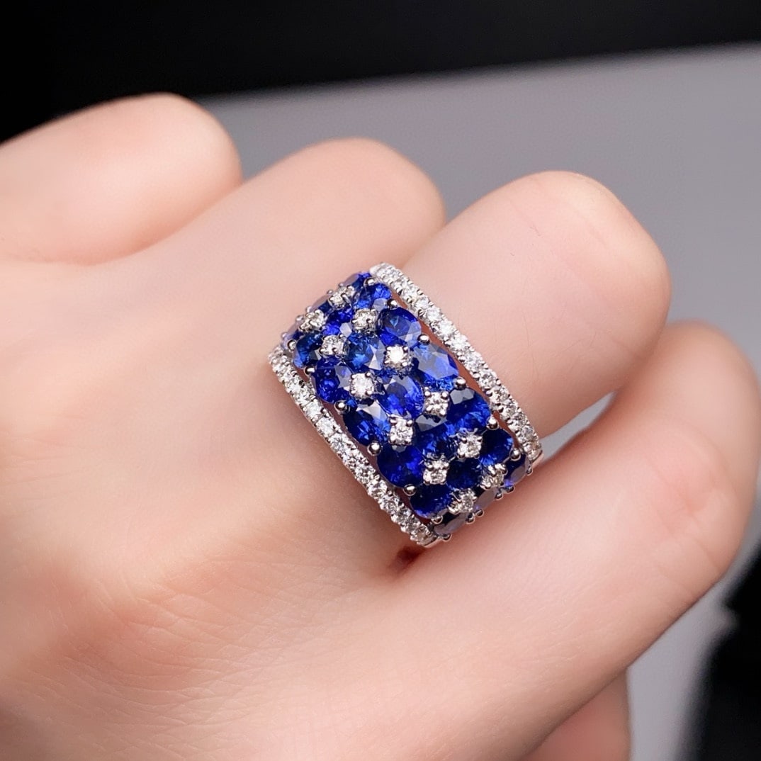 14k Gold 5.03 Ctw Natural Sapphire & Diamond Ring - 6