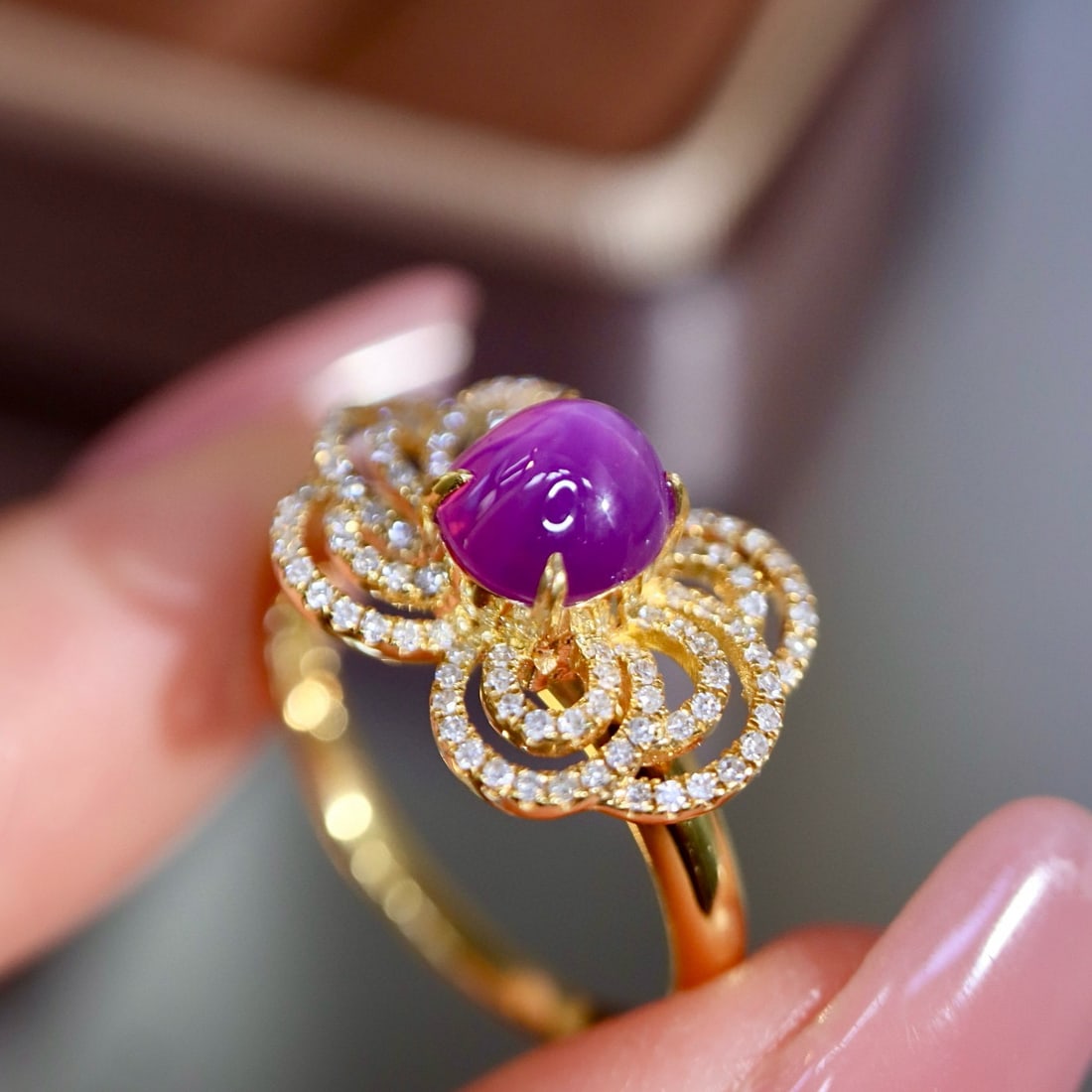 14k Gold 2.36 Ctw Natural Star Sapphire & Diamond Ring - 2