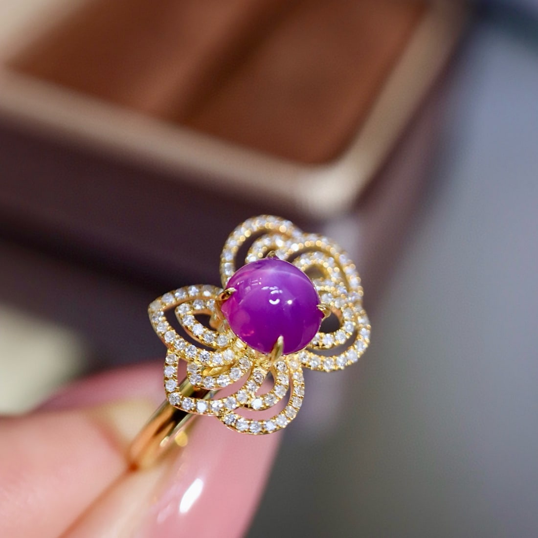 14k Gold 2.36 Ctw Natural Star Sapphire & Diamond Ring - 3