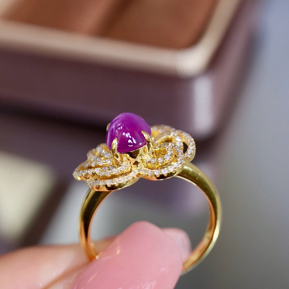 14k Gold 2.36 Ctw Natural Star Sapphire & Diamond Ring - 4