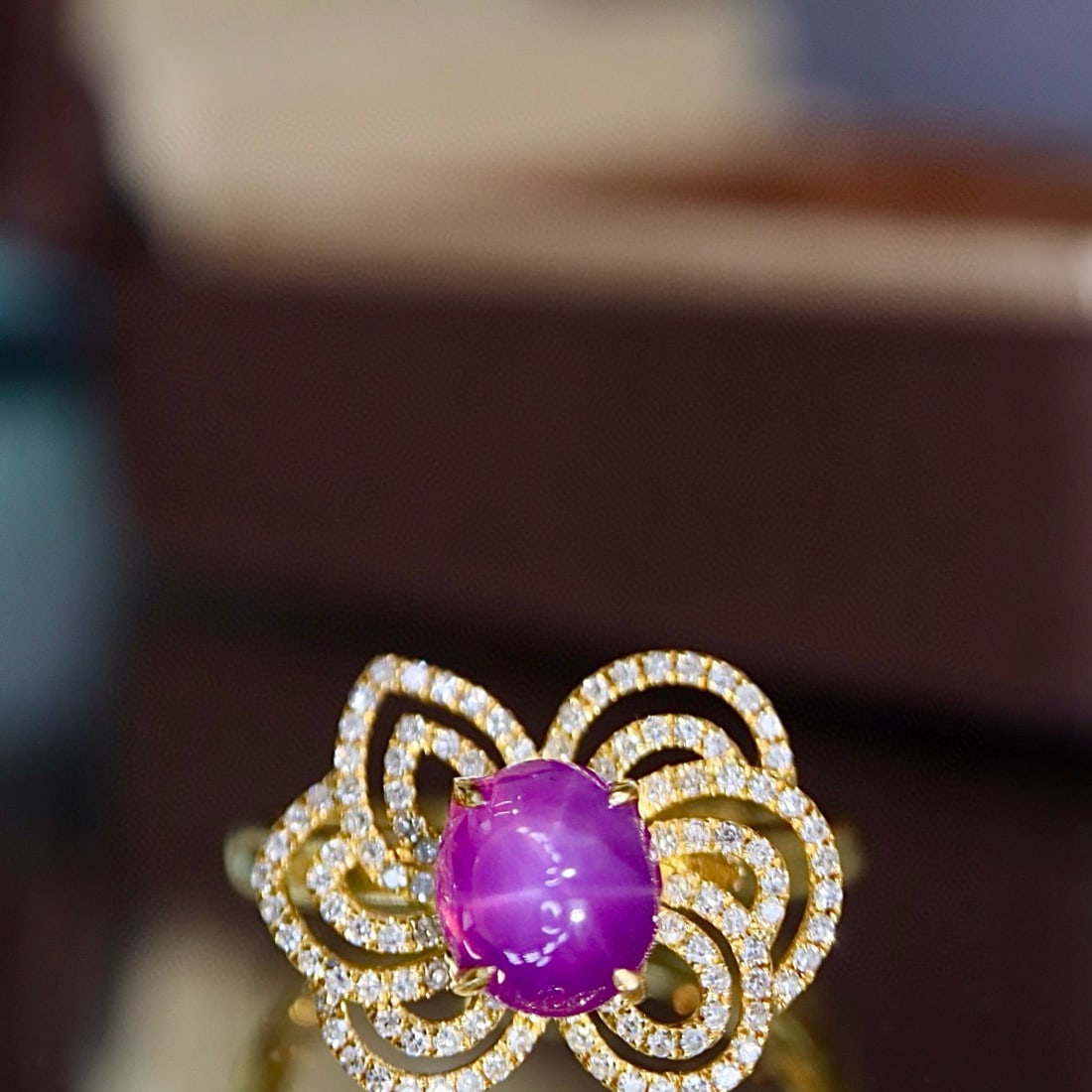 14k Gold 2.36 Ctw Natural Star Sapphire & Diamond Ring - 5