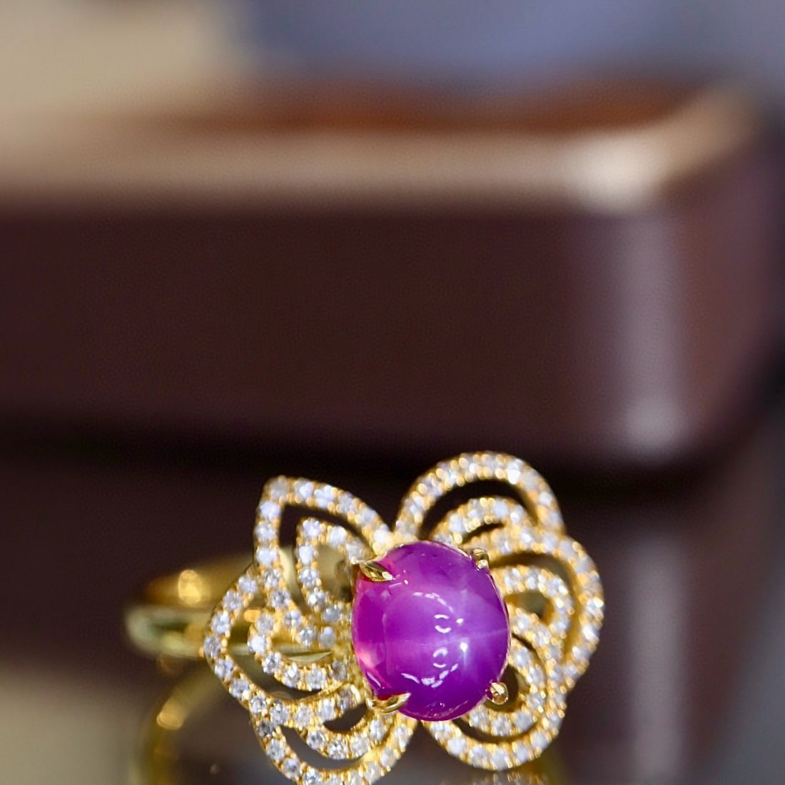 14k Gold 2.36 Ctw Natural Star Sapphire & Diamond Ring - 6