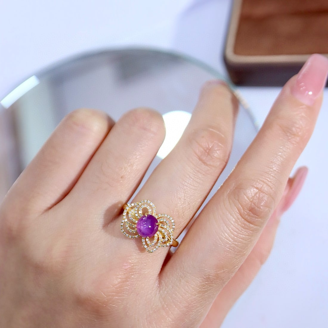 14k Gold 2.36 Ctw Natural Star Sapphire & Diamond Ring - 8