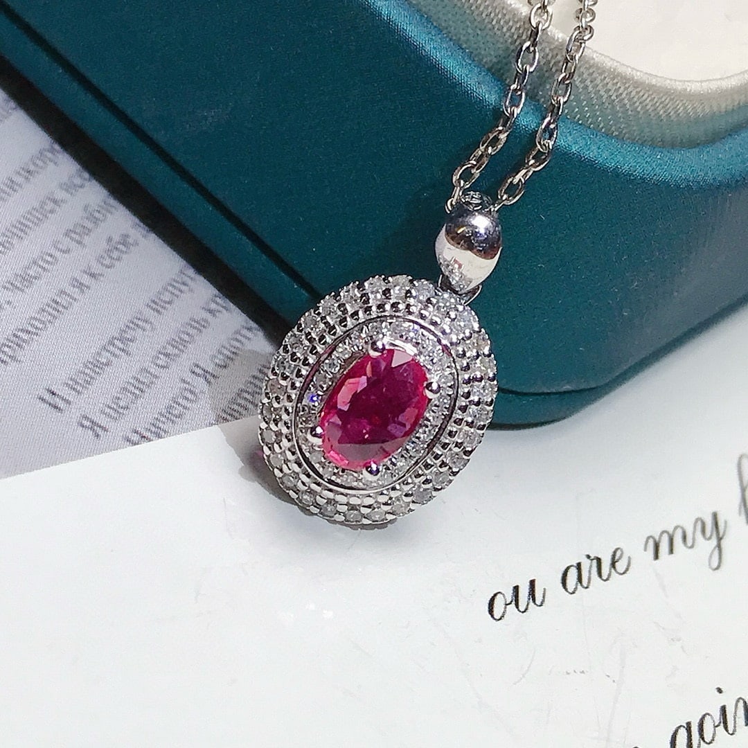 14k Gold 0.5 Ct Natural Ruby & Diamond Pendant( Without Chain ) - 3