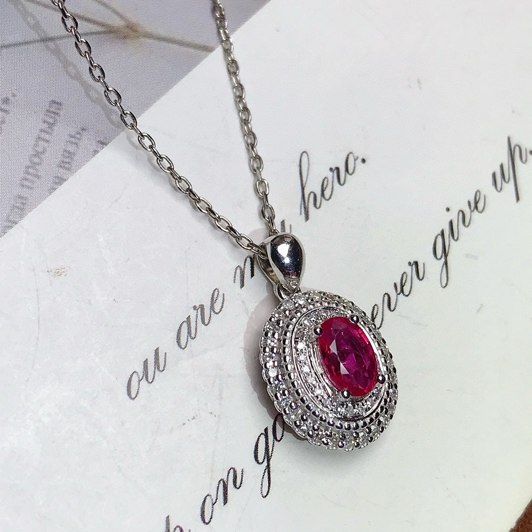 14k Gold 0.5 Ct Natural Ruby & Diamond Pendant( Without Chain ) - 4