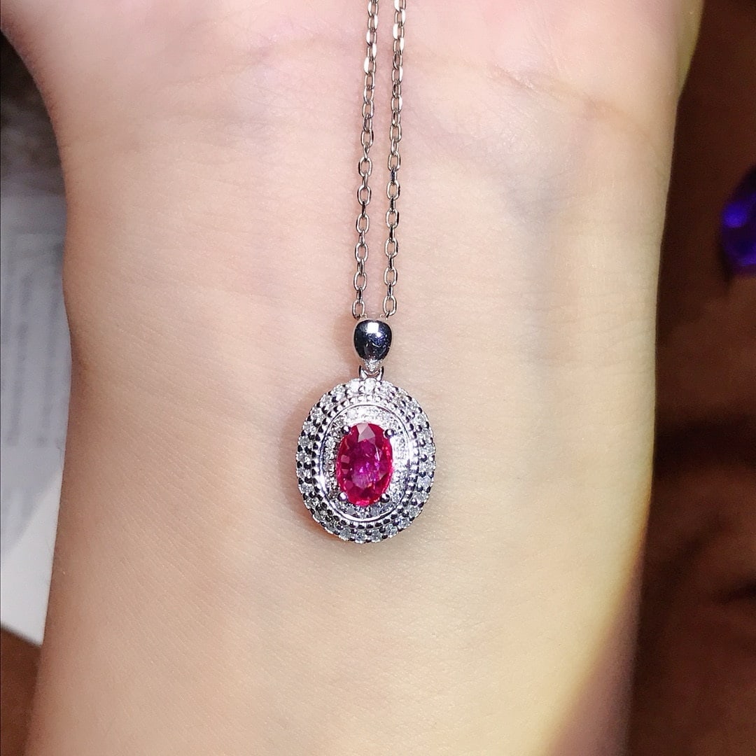 14k Gold 0.5 Ct Natural Ruby & Diamond Pendant( Without Chain ) - 6