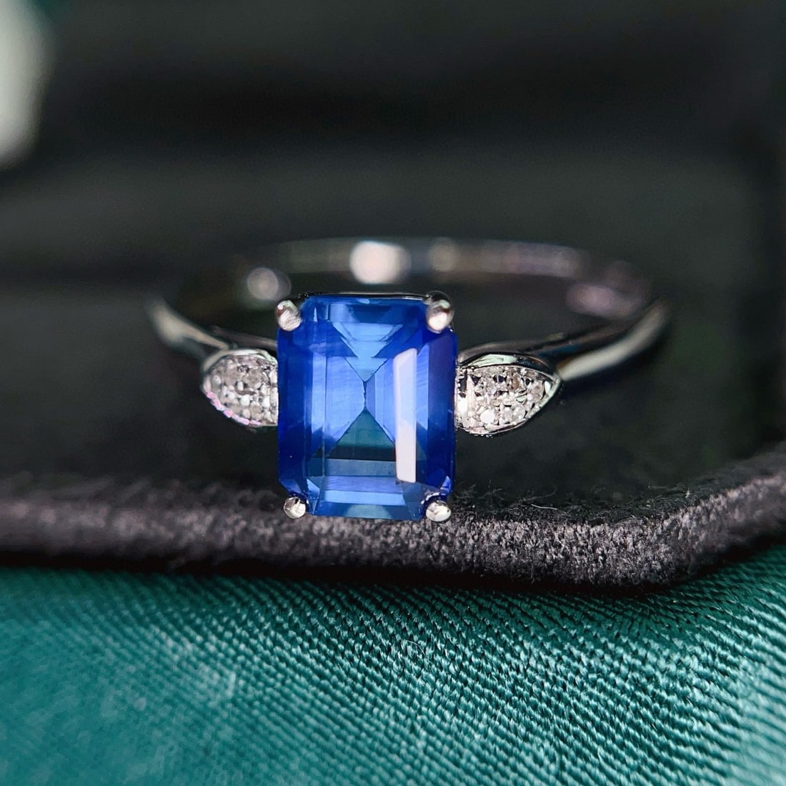 14k Gold 1.45 Ct Natural Sapphire & Diamond Ring - 5