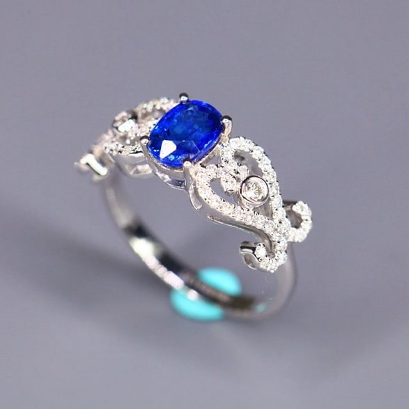 14k Gold 1.34 Ctw Natural Sapphire & Diamond Ring - 7