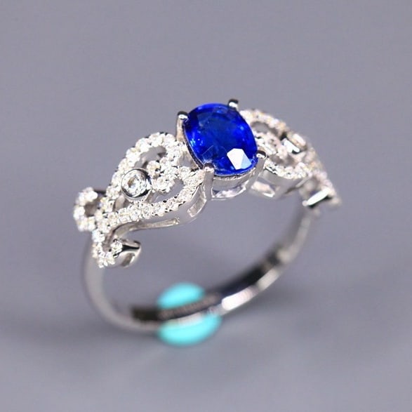 14k Gold 1.34 Ctw Natural Sapphire & Diamond Ring - 8