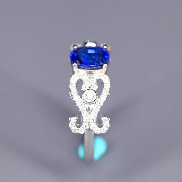 14k Gold 1.34 Ctw Natural Sapphire & Diamond Ring - 9