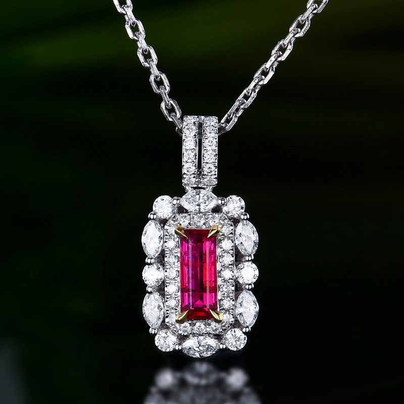 14k Gold 0.92 Ctw Natural Ruby & Diamond Pendant( Without Chain ): Ref:231068236 // gold content:14k gold // main gemstone:ruby // shape:octagonal // carat weight:0. 47ct // color:red // treatment:natural // // adjacent gemstone 2 : diamond // number of stones:44 // 