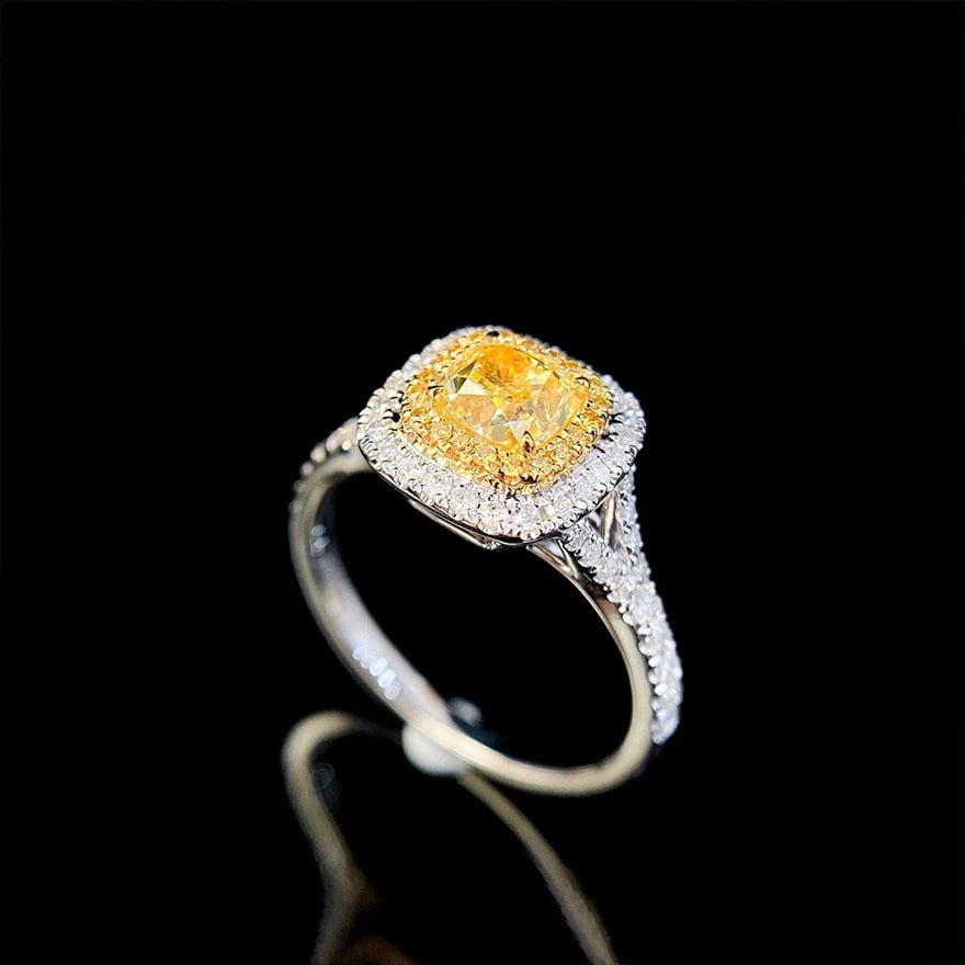 14k Gold 1.44 Ctw Natural Yellow Diamond & Diamond Ring - 2