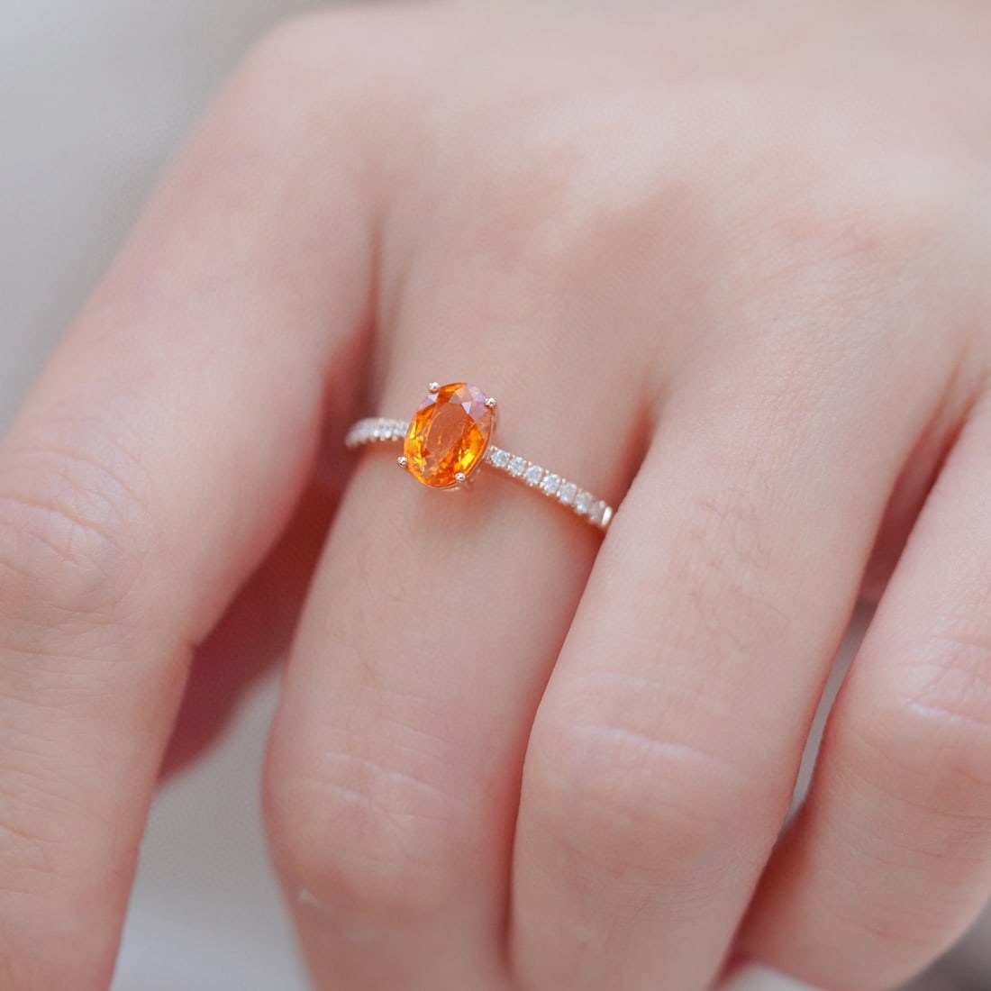 14k Gold 1.3 Ct Natural Spessartine & Diamond Ring - 4