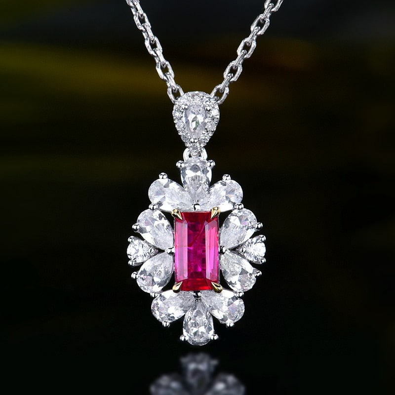 14k Gold 0.58 Ctw Natural Ruby & Diamond Pendant( Without Chain ): Ref:231068282 // gold content:14k gold // main gemstone:ruby // shape:octagonal // carat weight:0. 55ct // color:red // treatment:natural // // adjacent gemstone 2 : diamond // number of stones:10 //