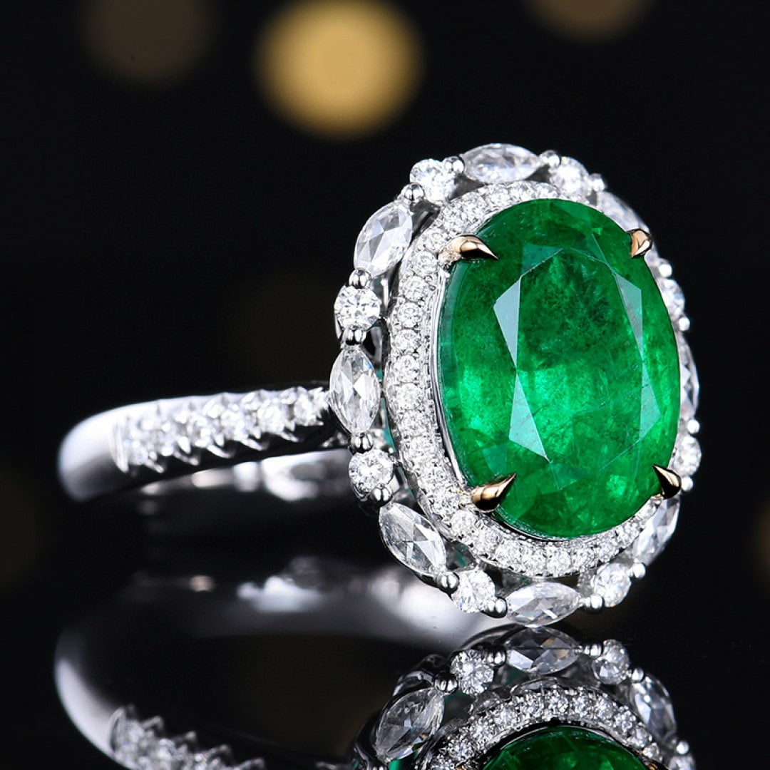 14k Gold 4.89 Ctw Vivid Green Natural Emerald & Diamond Ring/pendant( Without Chain ) - 3