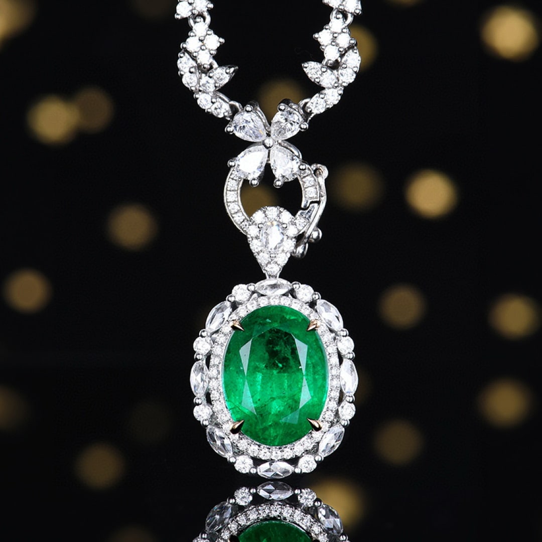 14k Gold 4.89 Ctw Vivid Green Natural Emerald & Diamond Ring/pendant( Without Chain ) - 4