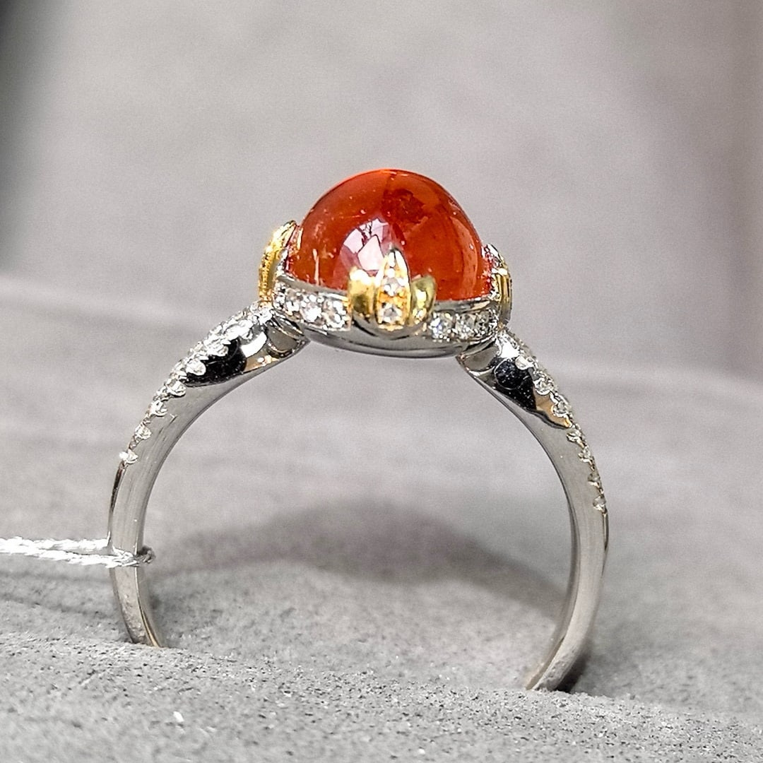 14k Gold 4.66 Ctw Natural Spessartine & Diamond Ring - 3