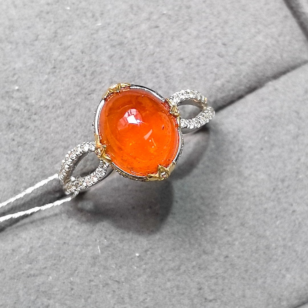 14k Gold 4.66 Ctw Natural Spessartine & Diamond Ring - 5