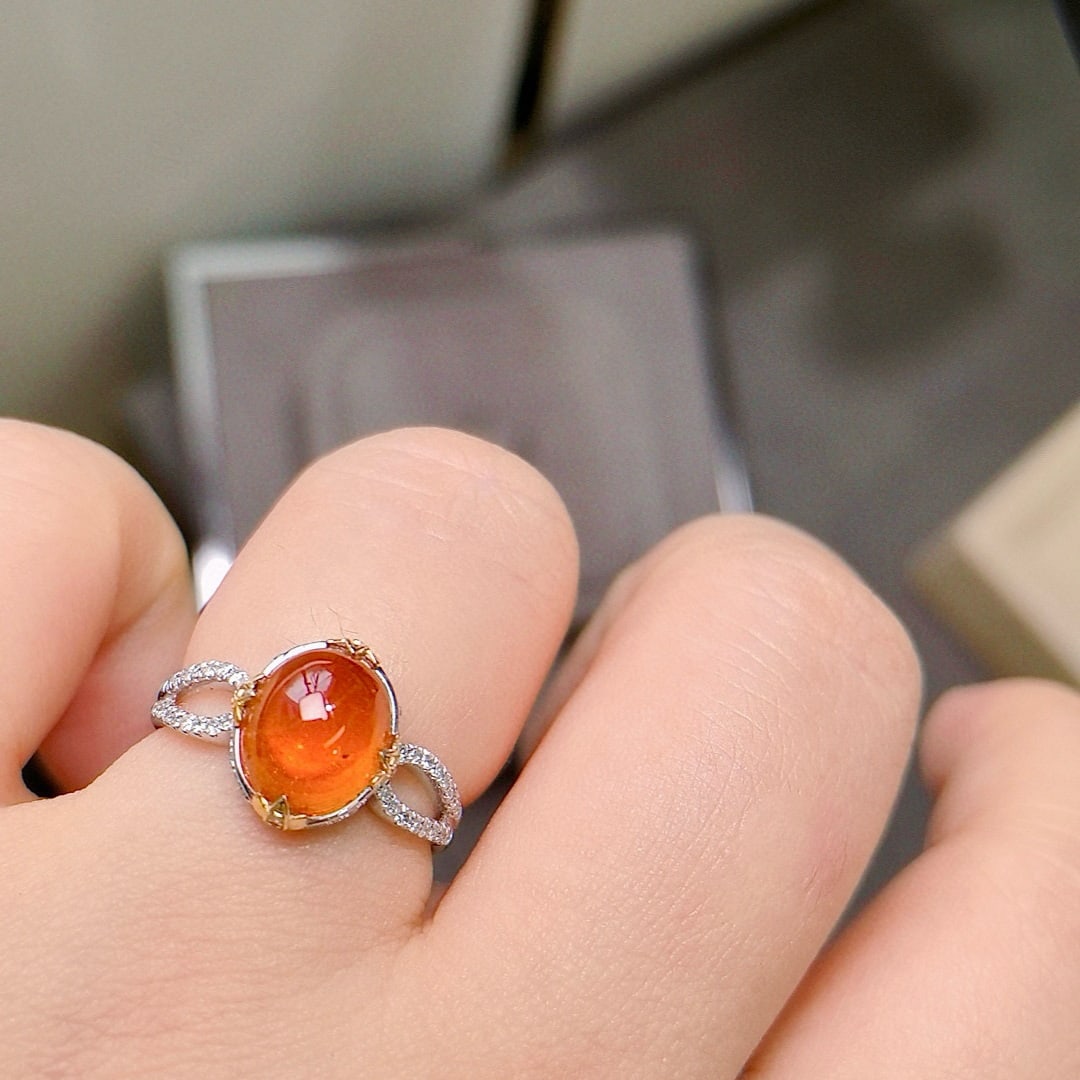 14k Gold 4.66 Ctw Natural Spessartine & Diamond Ring - 6