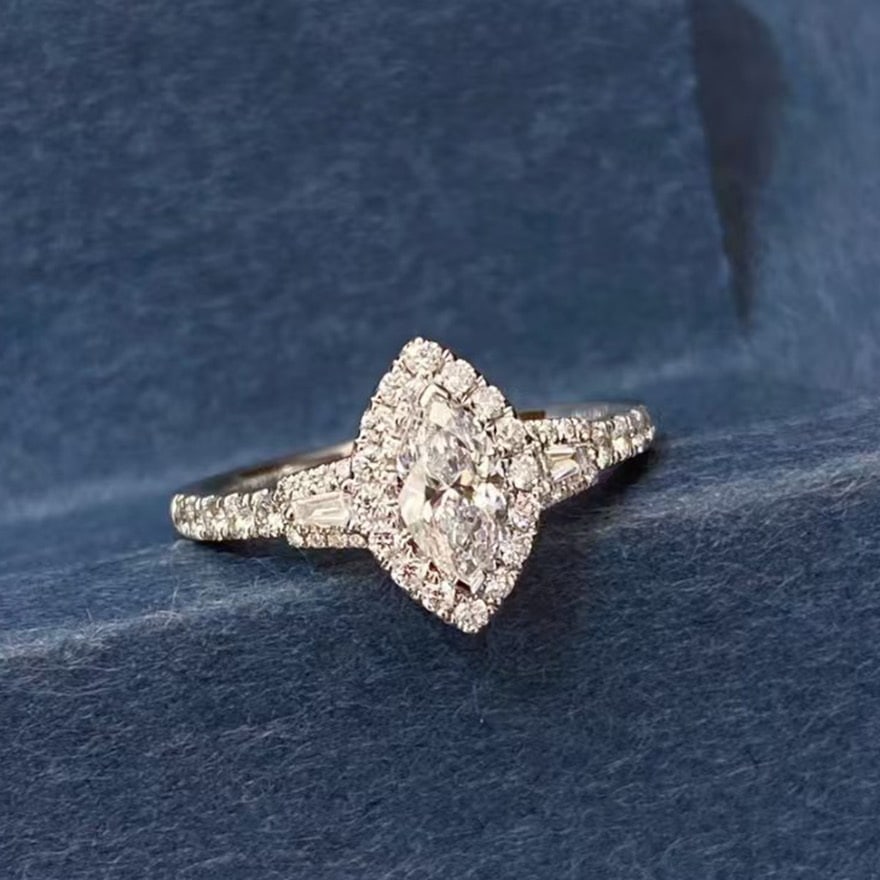 Gia Certified 14k Gold 0.50 Ct Natural H Vs2 Marquise Diamond Ring: Ref:231068329 // gold content:14k gold // ring size:7. 25us // // main gemstone:diamond // certified:gia // shape:marquise // carat weight:0. 50ct // clarity grade:vs2 // color:h // treatment:natural