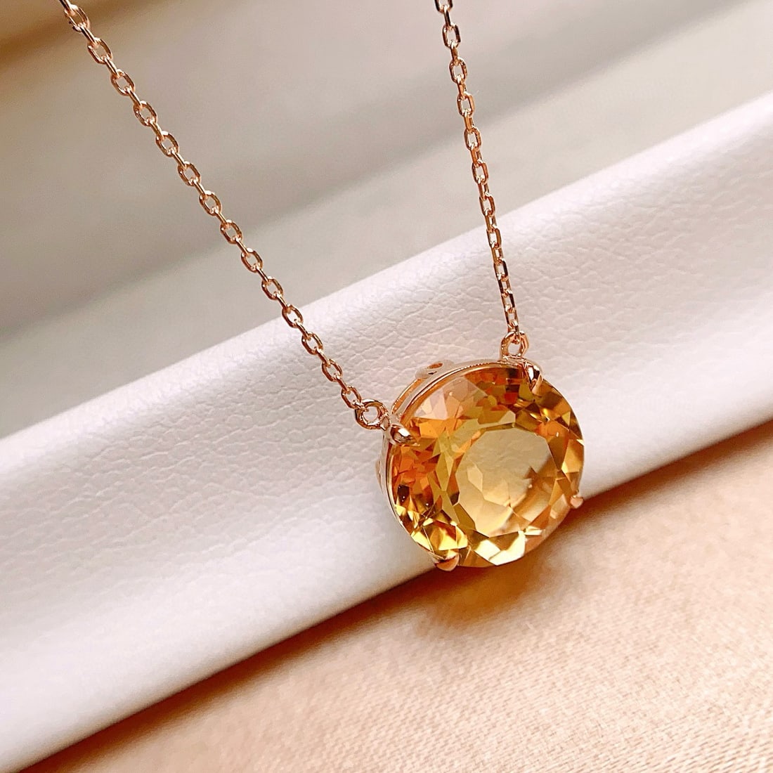 14k Gold 4.00 Ct Natural Citrine Necklace (1 of 6)