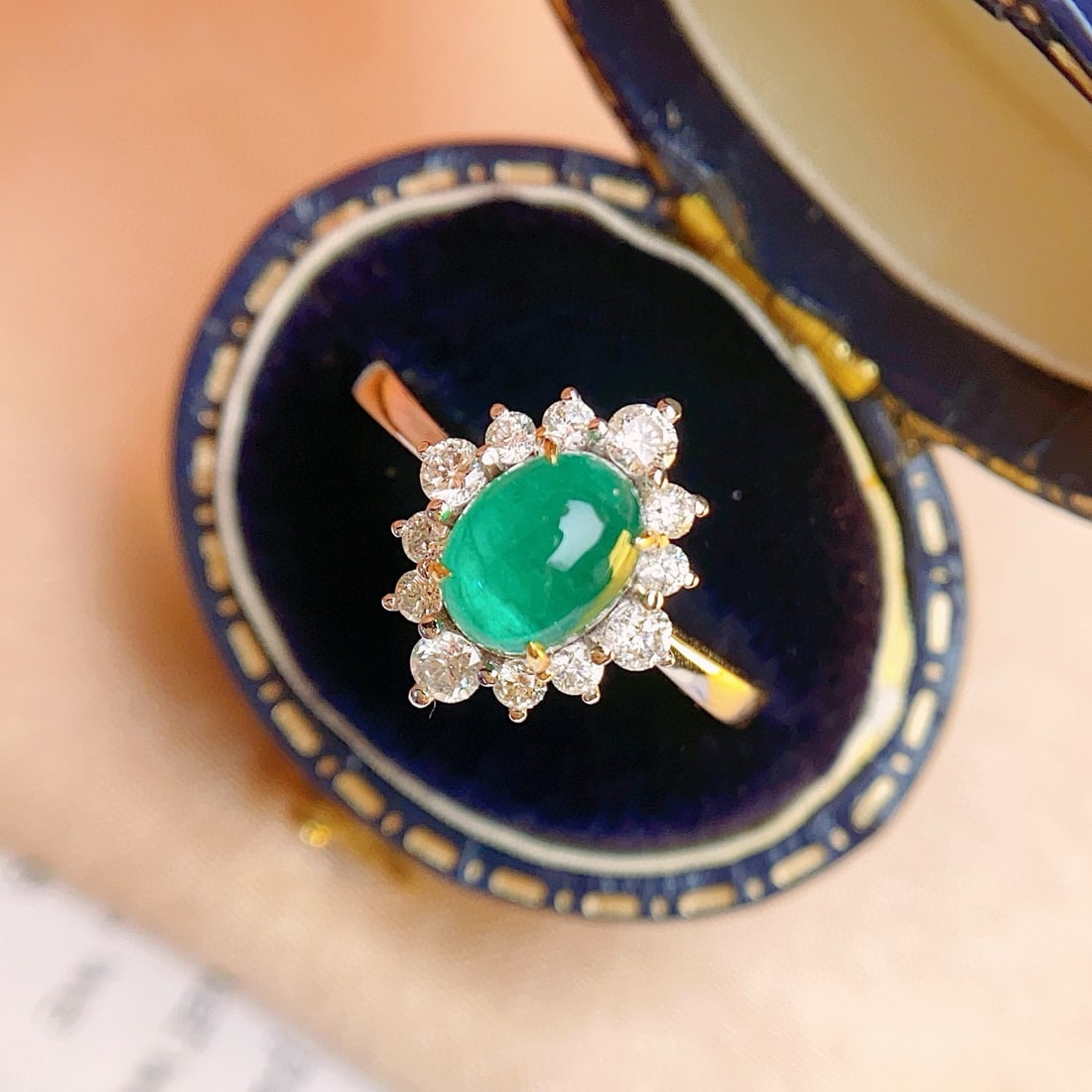 14k Gold 1.00 Ct Natural Emerald & Diamond Ring - 4