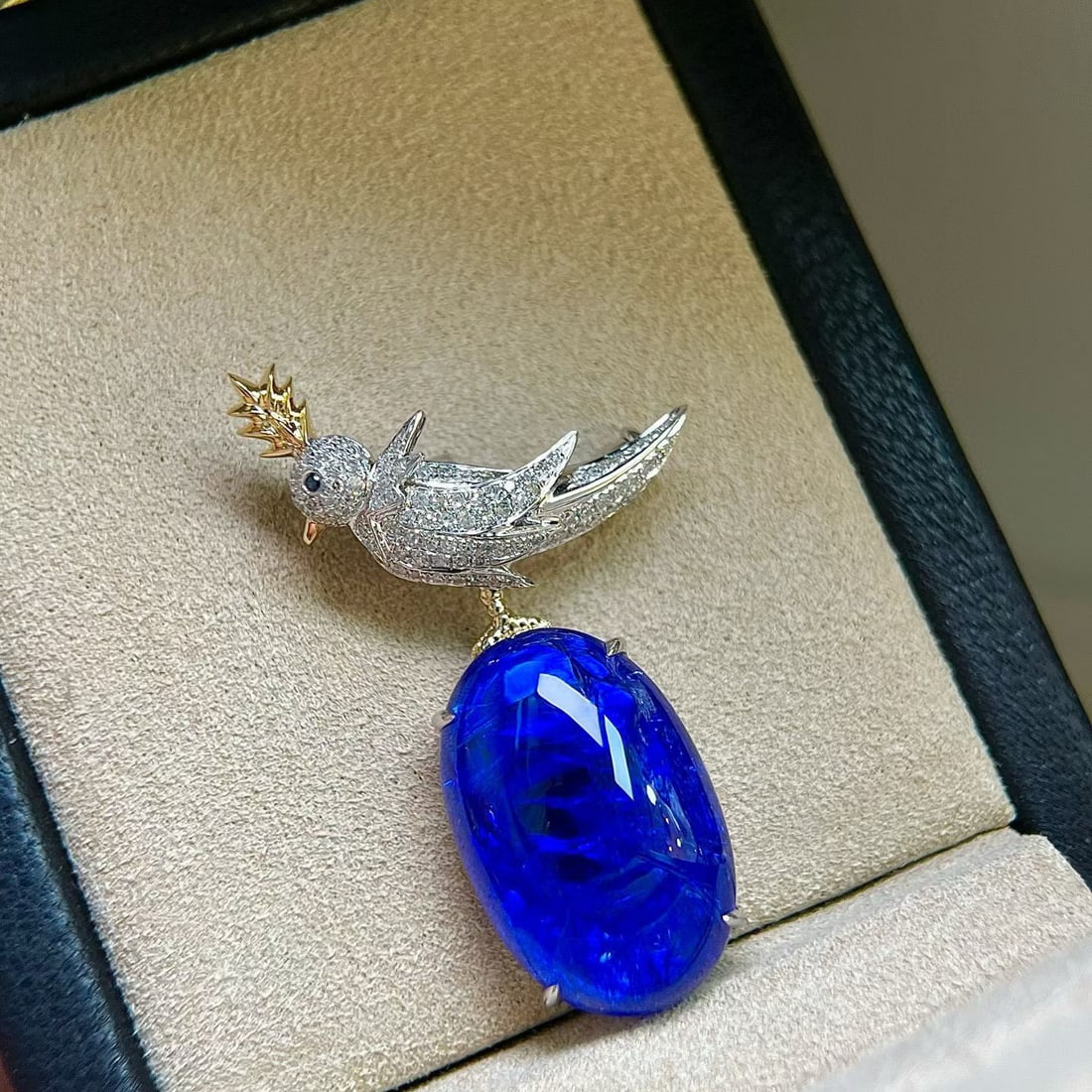 14k Gold 17.89 Ctw Natural Tanzanite & Diamond Brooch/pendant( Without Chain ) - 2