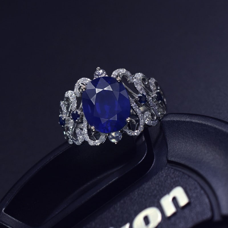14k Gold 3.37 Ctw Natural Sapphire & Diamond Ring - 2