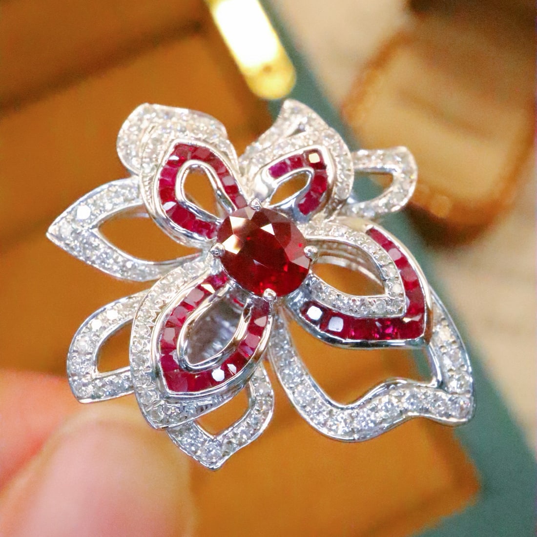 14k Gold 1.51 Ctw Natural Ruby & Diamond Ring/pendant( Without Chain ) - 3