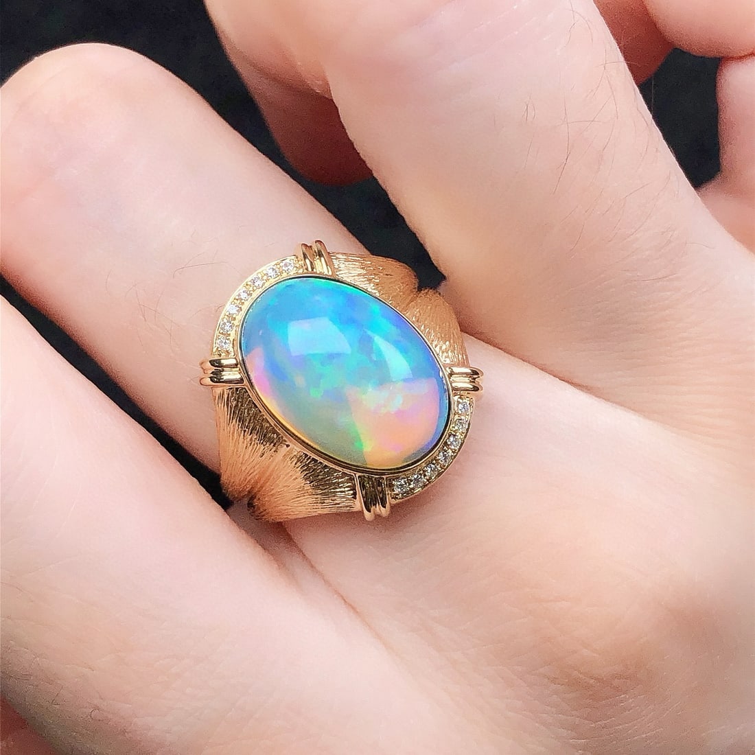14k Gold 4.73 Ctw Natural Opal & Diamond Ring - 5
