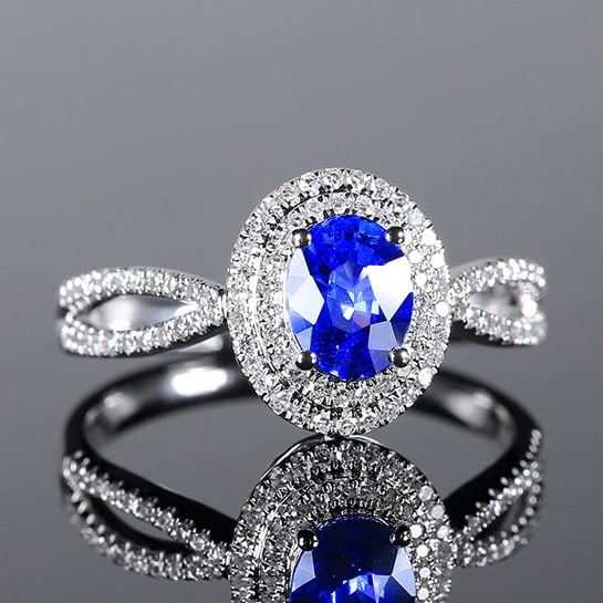 14k Gold 1.02 Ctw Natural Sapphire & Diamond Ring - 3