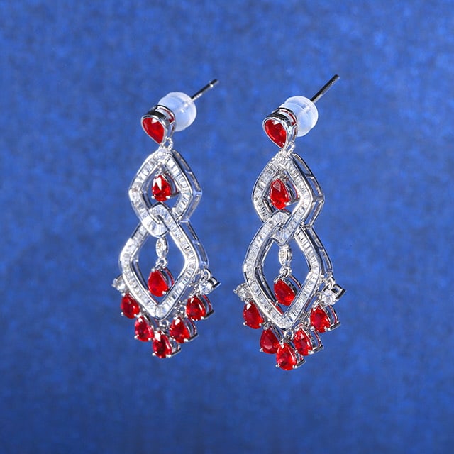 14k Gold 4.62 Ctw Natural Ruby & Diamond Earrings - 3