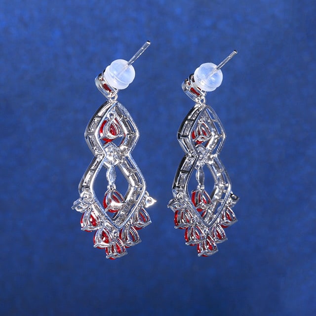 14k Gold 4.62 Ctw Natural Ruby & Diamond Earrings - 4