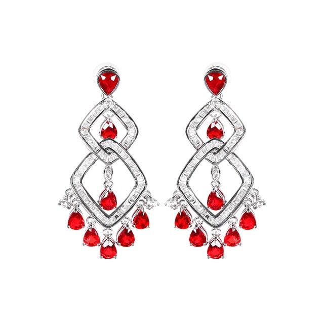14k Gold 4.62 Ctw Natural Ruby & Diamond Earrings - 5