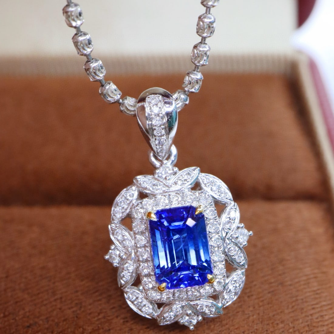 14k Gold 1.67 Ctw Natural Sapphire & Diamond Pendant( Without Chain ) - 2