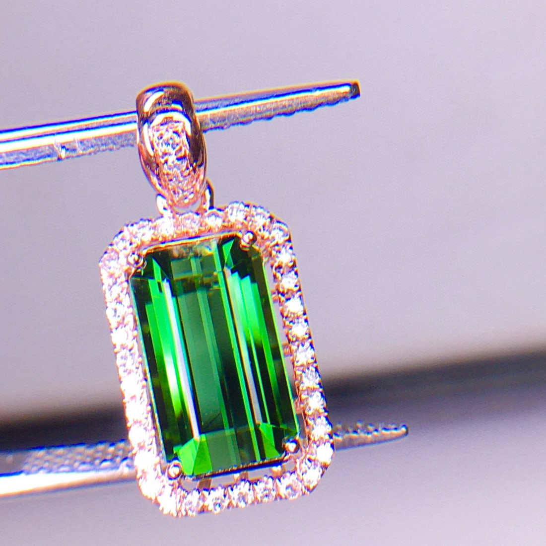 14k Gold 2.56 Ct Natural Tourmaline & Diamond Pendant( Without Chain ) - 3