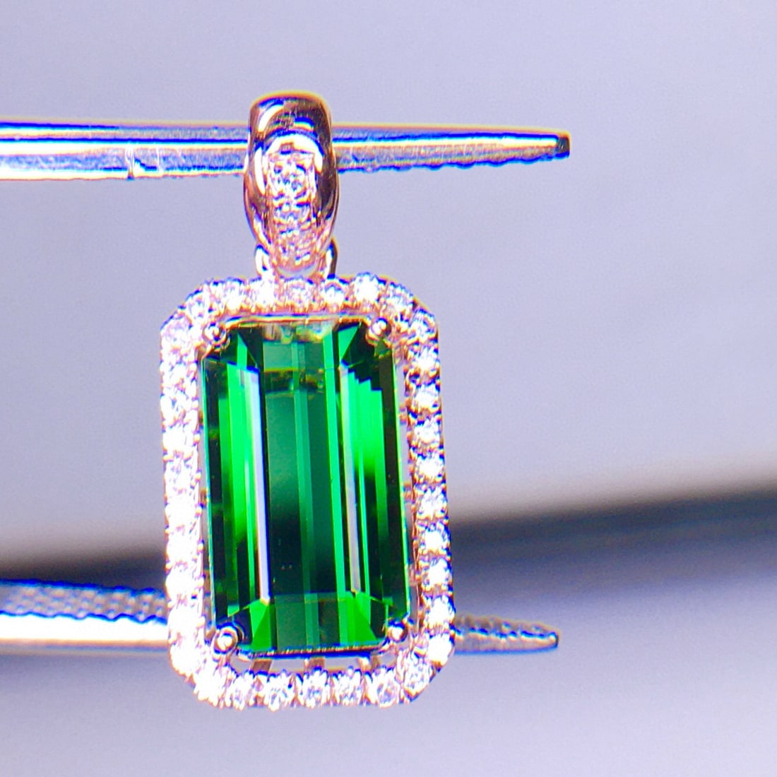 14k Gold 2.56 Ct Natural Tourmaline & Diamond Pendant( Without Chain ) - 5