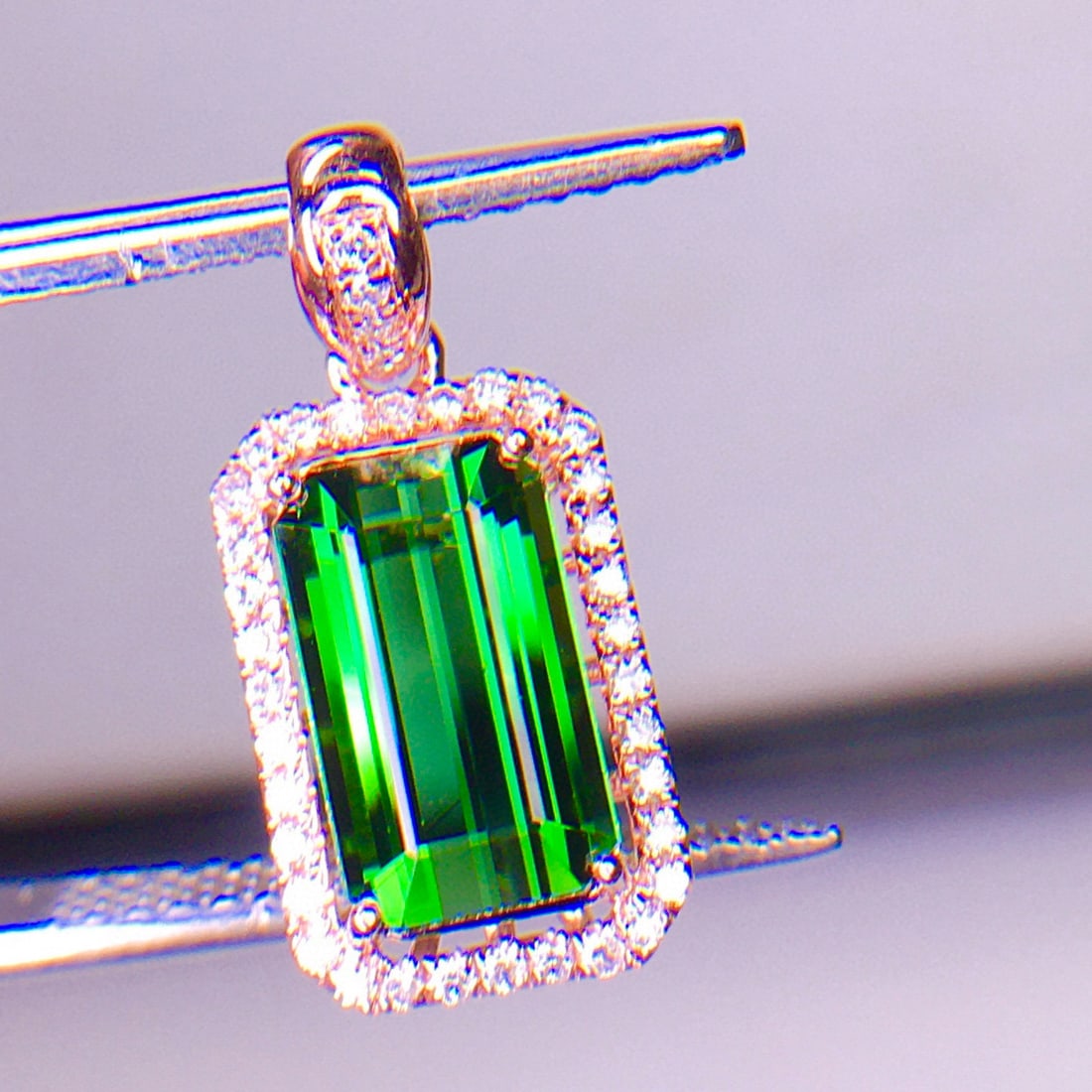 14k Gold 2.56 Ct Natural Tourmaline & Diamond Pendant( Without Chain ) - 6