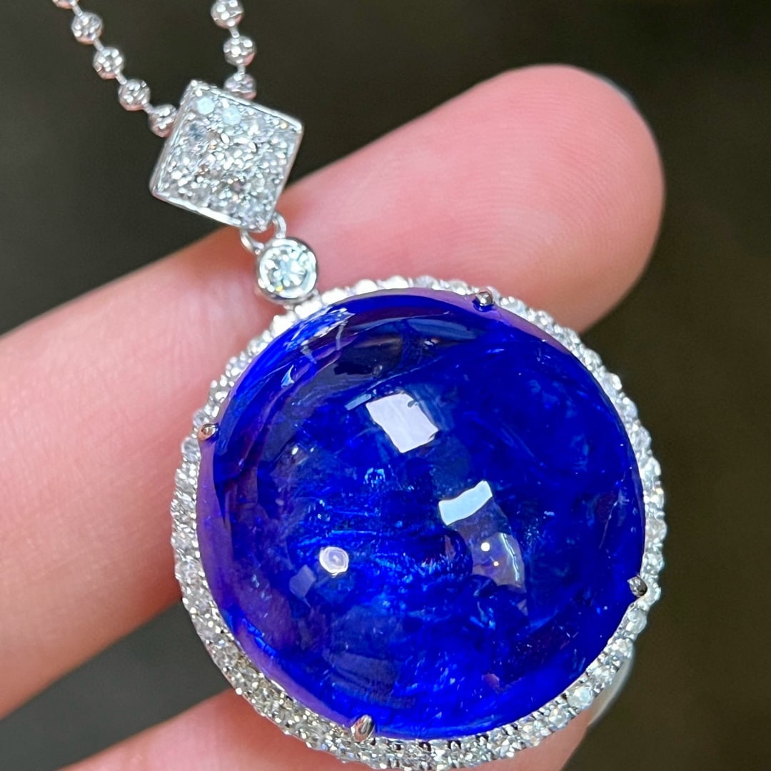 14k Gold 50.76 Ctw Natural Tanzanite & Diamond Pendant( Without Chain ) - 2