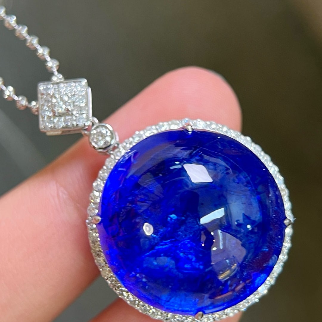 14k Gold 50.76 Ctw Natural Tanzanite & Diamond Pendant( Without Chain ) - 3
