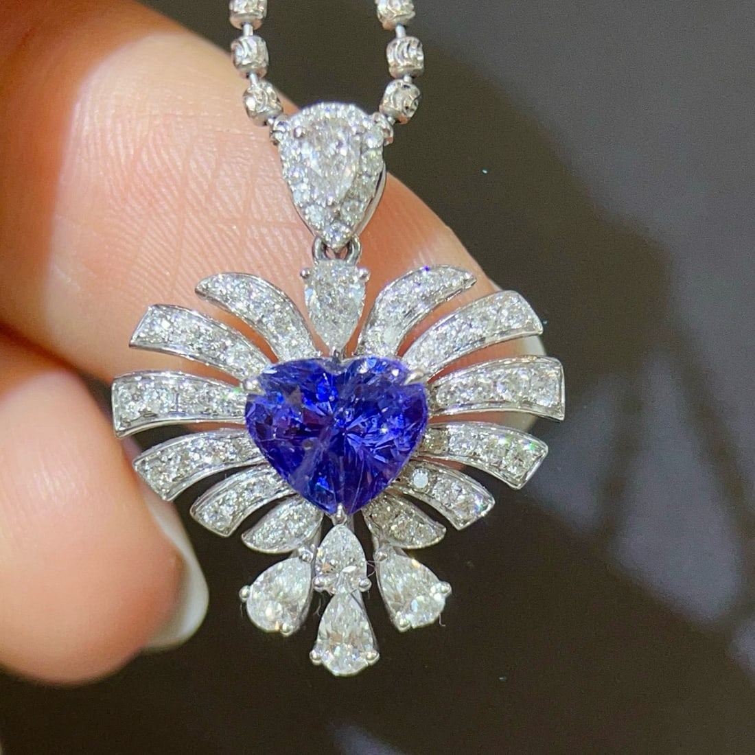 14k Gold 3.04 Ctw Natural Sapphire & Diamond Pendant( Without Chain ) - 3